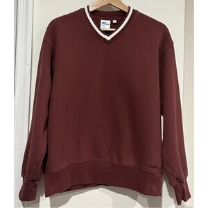 Aritzia TNA Cozy Fleece Boyfriend Fit V-Neck Sweatshirt